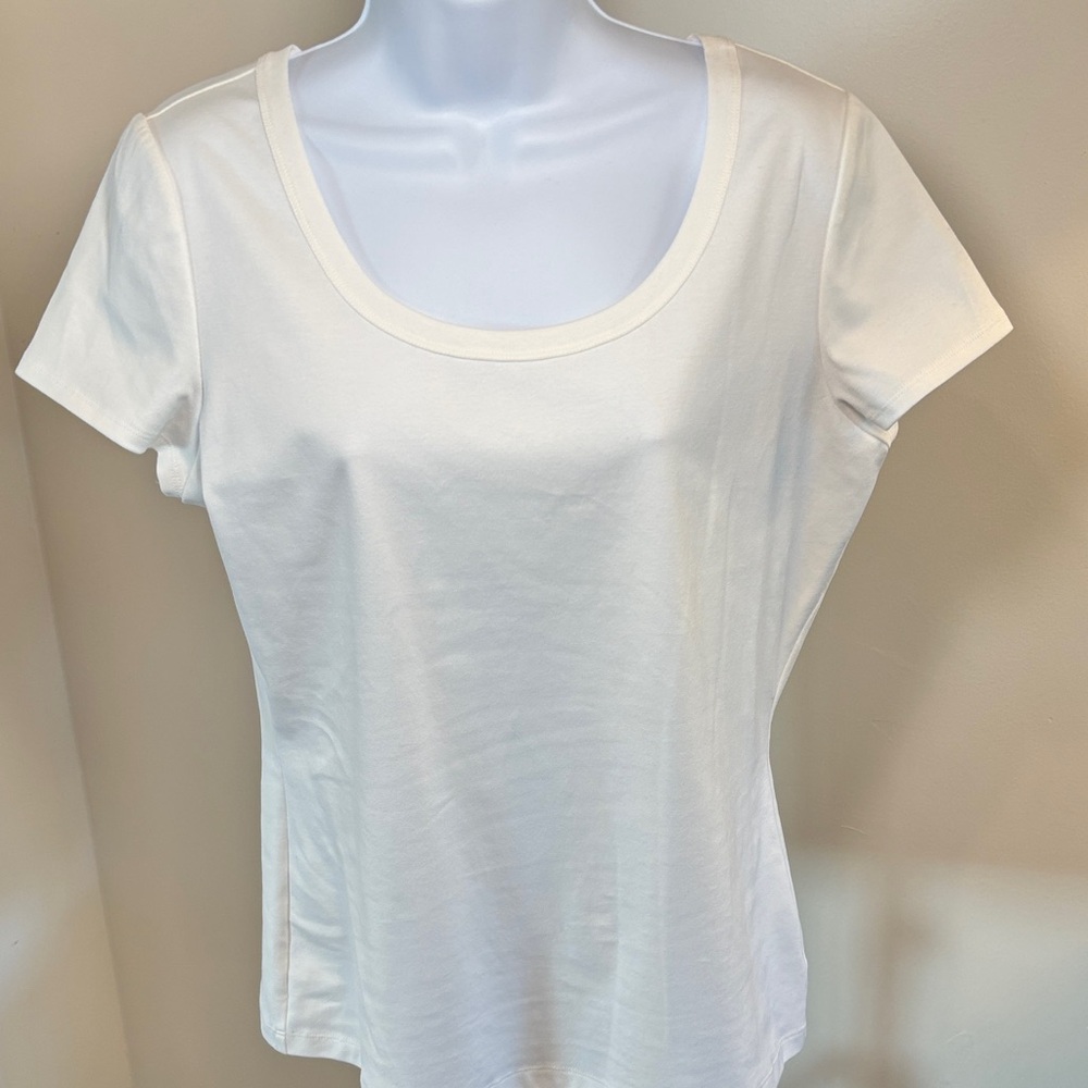 Lafayette 148 New York Cream Short Sleeve Tee